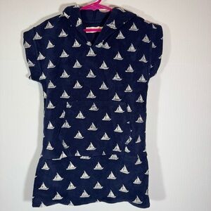 Monica and Andy Navy Terry Sailboat Design Beach Coverup Kids Size 2-3T